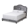 thumbnail image 1 of Baxton Studio Embla Grey Velvet Fabric Upholstered Queen Size Bed, 1 of 7