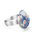 thumbnail image 2 of PhooArto Daisies Floral and Hydrangeas Butterflies Stainless Steel Rings for Women, Open Adjustable Ring Promise Ring Jewelry Gifts, 2 of 5