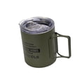 thumbnail image 1 of Taza de camping de metal aislada al vacío Colamx con tapa y asa plegable Verde, 1 of 8