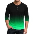 thumbnail image 1 of Blusas y camisas de manga larga con cuello redondo para hombre, estilo casual, moderno, con cuello redondo degradado, botones, manga 3/4, blusa de poliéster para hombre, 1 of 4