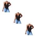 thumbnail image 1 of Sonducket Chaleco de mujer, camisola de Color sólido, Top corto para niñas, verano, vacaciones en la playa, Bar, moda, accesorios de ropa para Negro L 3Conjunto, 1 of 6