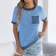 thumbnail image 2 of RKSTN T Shirts for Women Oversized Crewneck Short Sleeve Shirts Womens Casual Solid Plus Size Round Neck Loose Fits Comfy Tee Shirt with Chest Pocket Summer Clothes, 2 of 9
