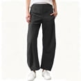 thumbnail image 2 of HomeDM Women's Pants Lounge Wide Leg with Pockets Quick Dry Elastic Waist Casual Trousers Black Athletic Work Pants Size 3XL, 2 of 8