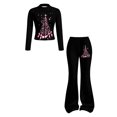 thumbnail image 4 of WhouRiu Girls Christmas Graphic Outfit Sets Fall Winter Long Sleeve Zip Up Jacket Flared Pants Clothes Set 4-14 Years, 4 of 6