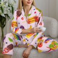 thumbnail image 6 of Pajama Sets for Women 2 Pcs, cartoon Popsicle Button Down Long Sleeve Sleepwear Lounge PJ Sets, 6 of 6