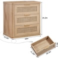 thumbnail image 2 of Boho Night Stands with Charger for Narrow Spaces, 24.2" Tall Rattan Nightstands with 3 Drawers, Bedside Table Wood End Table for Living Room Hallway, Natural, 2 of 8