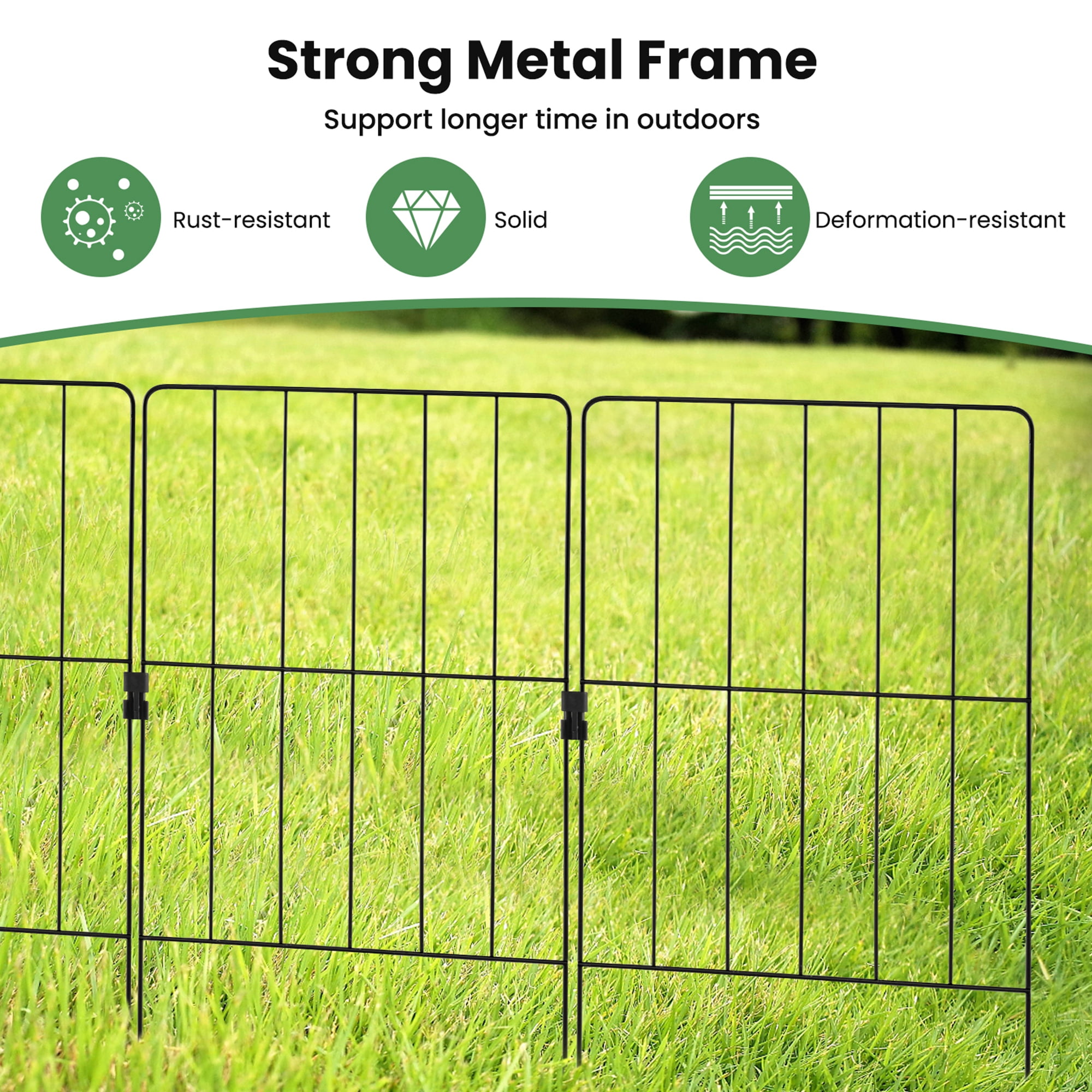 Costway 25 Pcs Decorative Garden Fence Rustproof Folding Metal Wire Animal Barrier