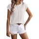 thumbnail image 3 of iZZZHH Camiseta casual de punto de manga corta de color sólido con cuello redondo para mujer Camisas de trabajo ajustadas para mujer, 3 of 5