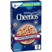 Birthday Cake Cheerios Breakfast Cereal, Gluten Free, Family Size, 19 oz