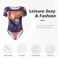 thumbnail image 6 of Easygdp Rooster Oil Painting Women'S Waist-Cinching Short-Sleeved Onesie, Olastic Onesiet,Snaps At Bottom,Easy To Put On And Take Off - Small, 6 of 9