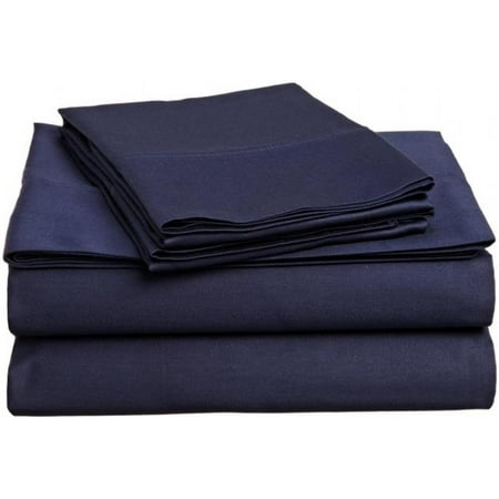 400 Thread Count Egyptian Cotton Split King Sheet Set Solid Navy Blue |  Walmart Canada