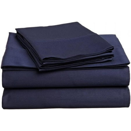 400 Thread Count Egyptian Cotton Split King Sheet Set Solid Navy Blue | Walmart Canada