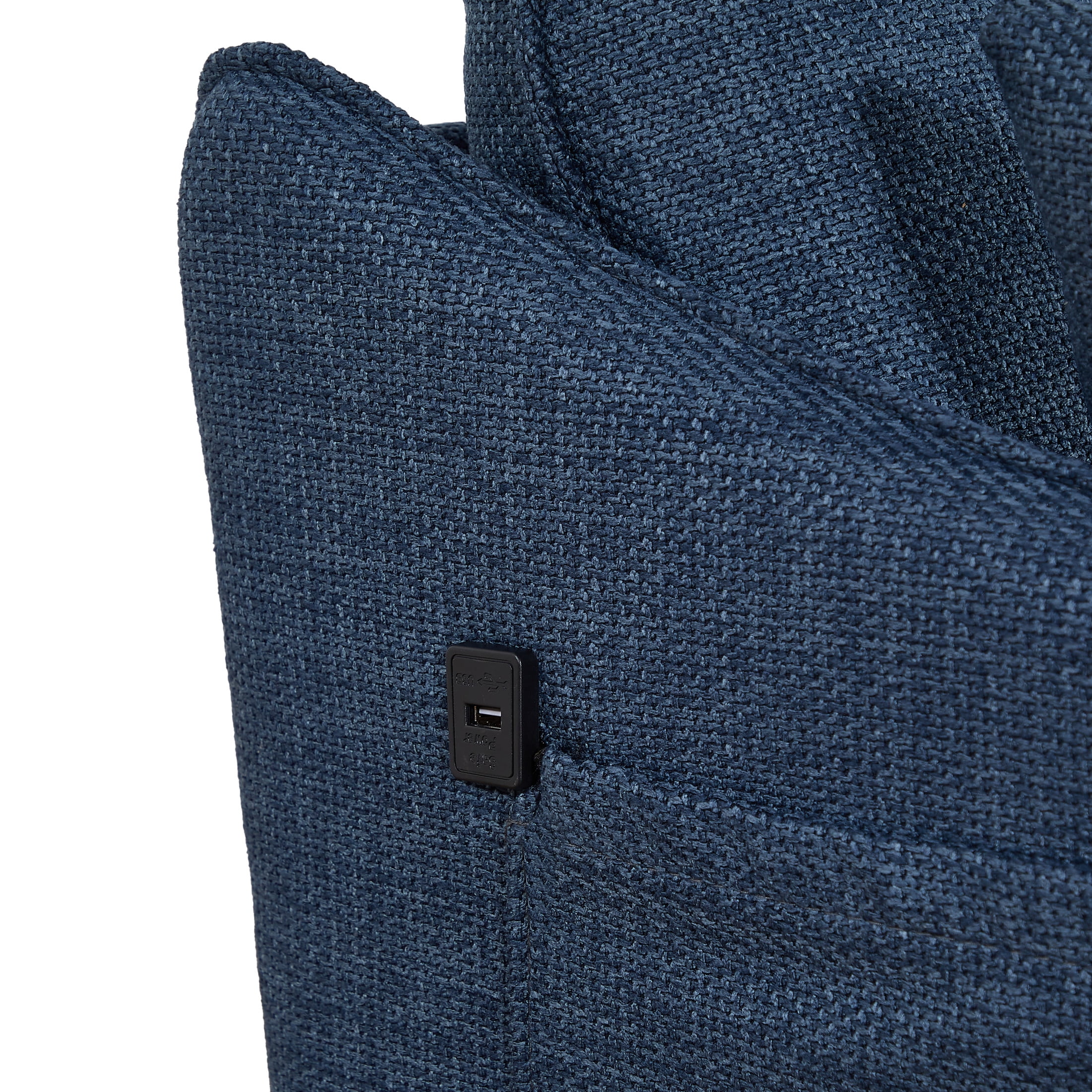 Chloe Modern Button-Tufted 2-Seater Sofa with USB Charge Port, Pillows, Metal Legs, Dark Blue