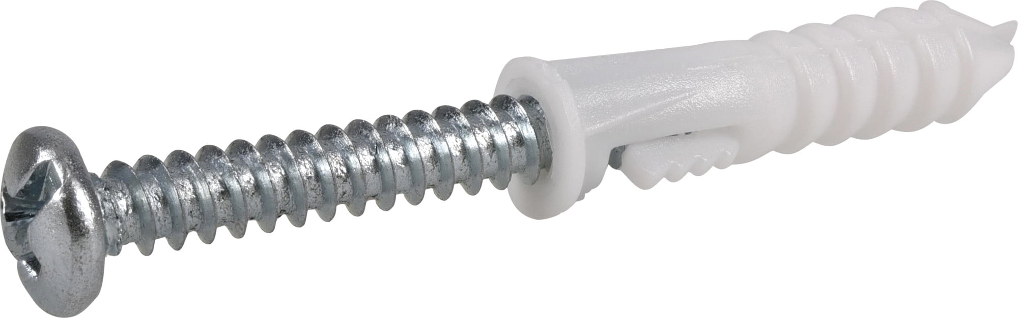 White Ribbed Plastic Anchors with Screws (68) 6pc