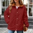thumbnail image 4 of Kukoosong Women's Quilted Jacket, Winter Casual Button Down Jacket, Solid Color Long Sleeve Warm Fleece Jacket with Pockets, 4 of 8
