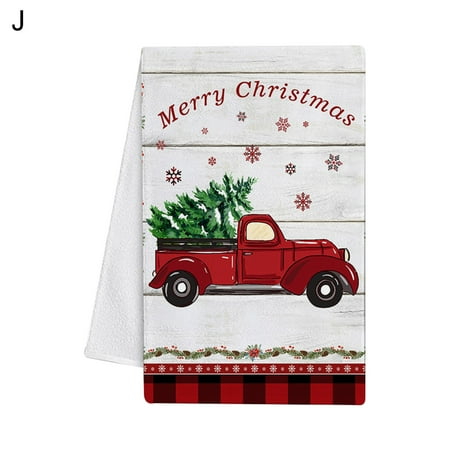 

Visland Kitchen Towel Strong Water Absorption Do The Dishes Decorative Merry Christmas Cute Snowman Truck Dishcloth for Home - 1PC