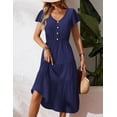 thumbnail image 3 of Zeagoo Midi Dresses for Women Casual Short Sleeve Long V Neck Button Down Tiered Dress with Pockets, 3 of 6