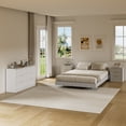 thumbnail image 3 of ASTUVIA 4-Piece Bedroom Set for Adult, Fluted Queen Floating LED Bed Frame with 2 Nightstands and Fluted 6 Drawer Dressers,White, 3 of 10