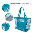 thumbnail image 5 of GOOHOCHY Blue Transparent Tote Bag with Zipper for Travel or Business Trip Lightweight PU Leather Durable Use 10.5x6.5x13 inches, 5 of 6