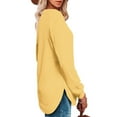 thumbnail image 6 of Women's Sweatshirt Crewneck Curved Hem,Long Sleeve Shirt Womens Loose Top Women Pullover Yellow 2XL, 6 of 6
