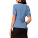 thumbnail image 3 of Camisa de trabajo de mujer con cuello contrastante, lazo y volantes en la parte delantera, botones y mangas cortas L azul polvo, 3 of 6