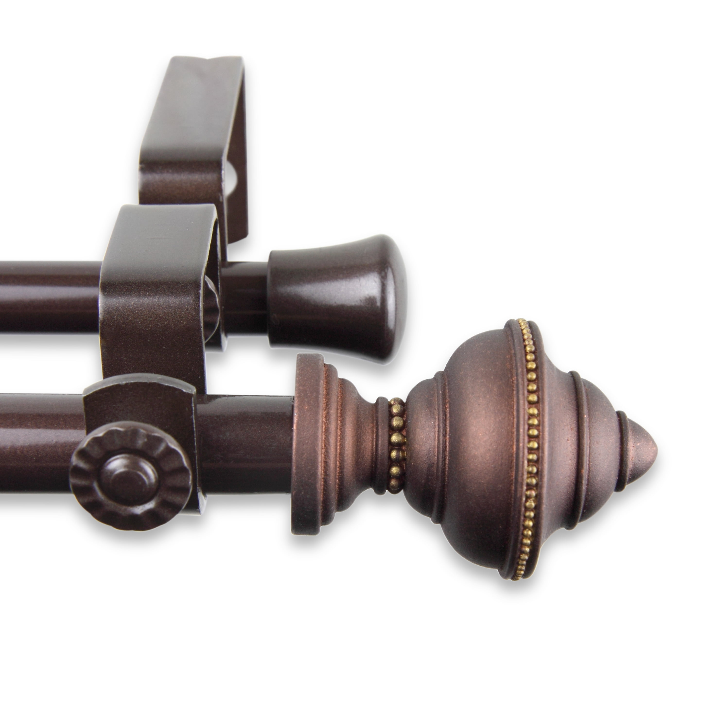 Central Design Products Steel 0.62" Modern Double Curtain Rod, Brown