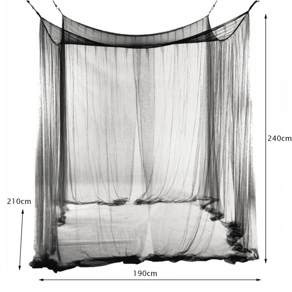 Wehilion Mosquito NET for Bed Canopy, Four Corner Post Curtains Bed Canopy Elegant Mosquito Net Set, Stick Hook for net, Screen Netting Canopy Curtains, Black