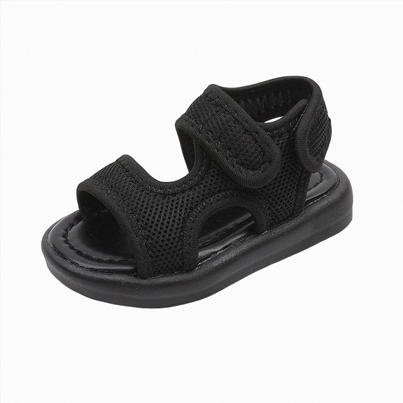 KPOPLK Kids Sandals Boys Summer Outdoor Non-slip Athletic Sandals Open Toe Adjustable Sport Sandal Lightweight Beach Shower Shoes for Toddler/Little Kid Size 7.5,Black