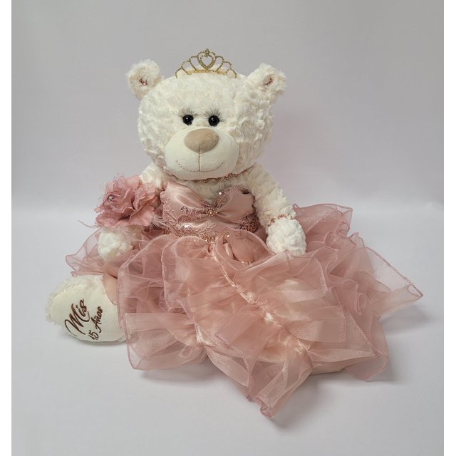 KINNEX Quince Anos Quinceanera Teddy Bear Doll de 20.0 in con vestido - ARC16831-30R (oro rosa)
