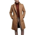 thumbnail image 2 of Leesechin Men's Notch Lapel Double Breasted Long Trench Coat Casual Cotton Blend Peacoat, 2 of 6