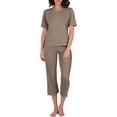 thumbnail image 2 of Nooxsoe Two Piece Sets For Women 2026 Summer Crew Neck Short Sleeve Ribbed Knit Lounge Sets Elastic Wide Leg Pants Soft Breathable Home Sleepwear Casual Travel Outfits Multicolor L, 2 of 8