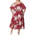 thumbnail image 3 of Vestido Maxi Casual de Playa para Mujer Plus Size con Cuello Cuadrado, Tirantes Ajustables y Mangas Frías de Flores Agnes Orinda 4X Rojo, 3 of 5
