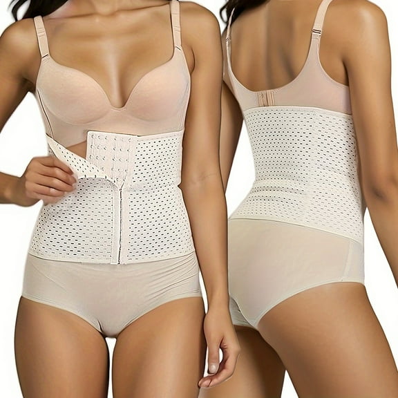 POP CLOSETS Women's Waist Trainer Corset Belt Tummy Control Weight Loss Body Shaper with 6 Row Adjustable Hooks