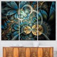 thumbnail image 1 of Design Art - Symmetrical Blue Gold Fractal Flower, 1 of 1
