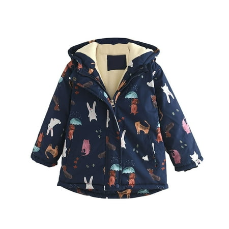 

Clothes for Girls 3-14 Years Sherpa Fleece Lined Winter Jacket Hooded Windbreaker Thick Warm Heavyweight Kids Coats (13 Years Navy)
