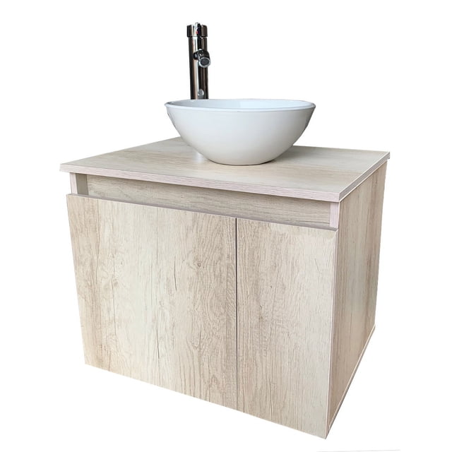 Mueble Gabinete DECOMOBIL para Baño con Lavamanos Y Monomando GABINETE 05 Encino Polar