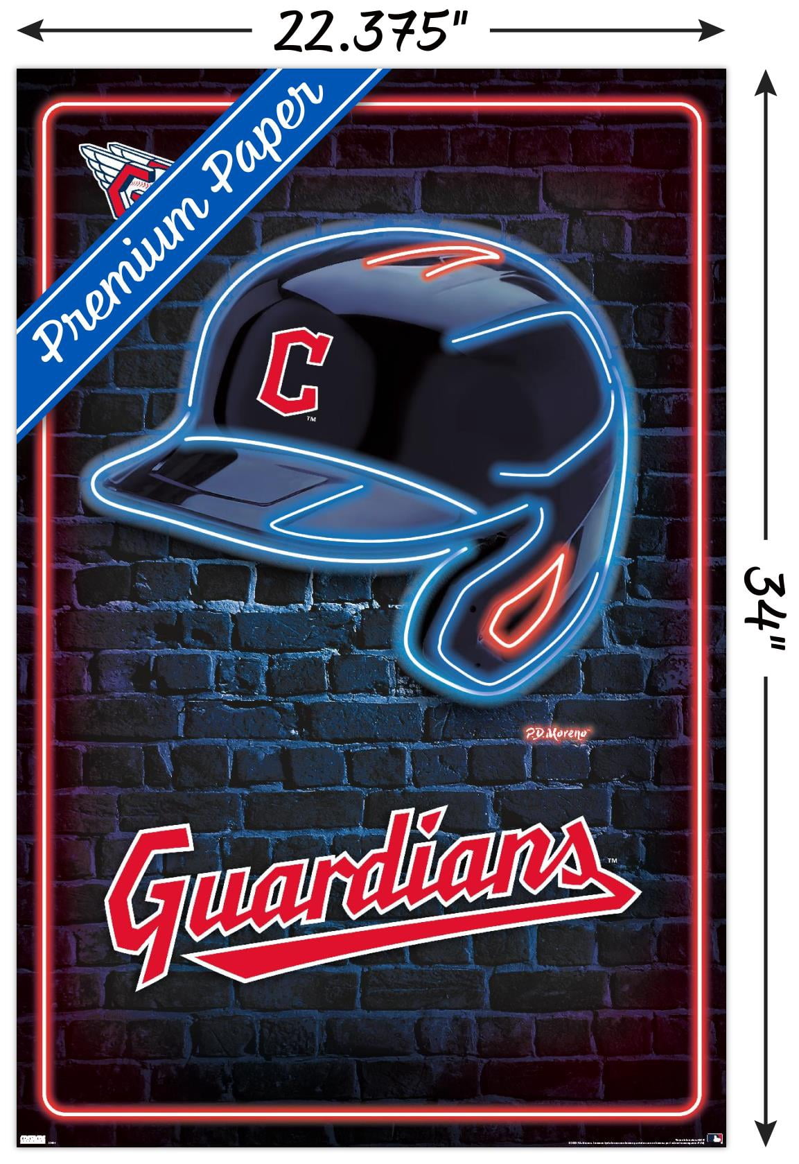MLB Cleveland Guardians - Neon Helmet 23 Wall Poster, 22.375" x 34"