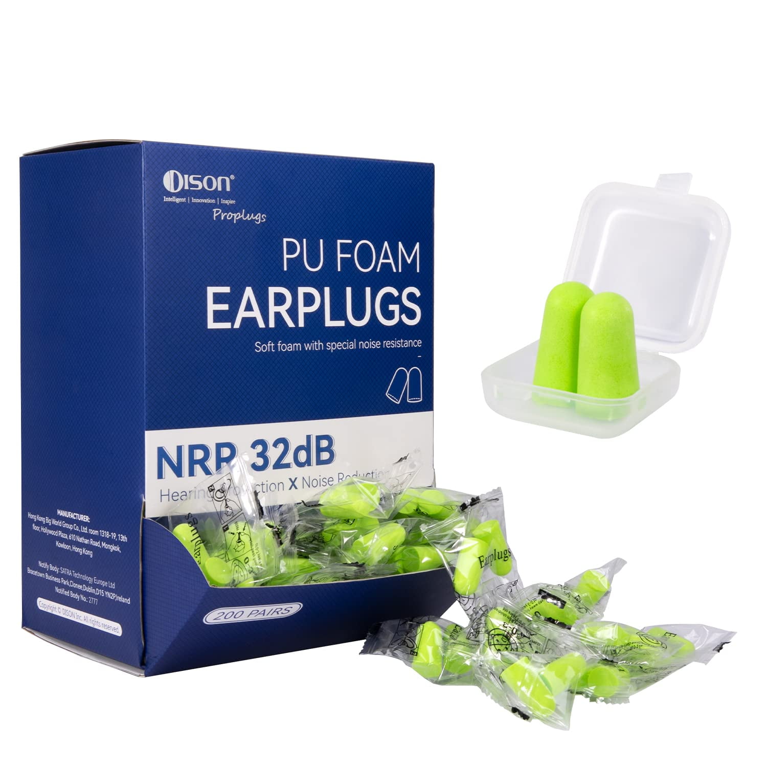 200Pairs Foam Earplugs, 32dB Disposable Noise Reduction Ear Plugs, Hearing Protection Bulk Ear