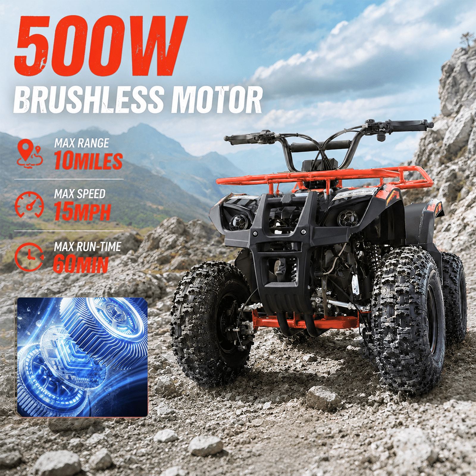 Hover Heart Electric Dirt Quad EA500-RA 36V 500W ATV with Suspension, Parent Speed Control