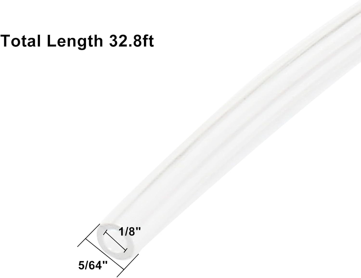 MKEUDQ-Pneumatic Tubing 1/8" OD PU Polyurethane Air Line Hose - Clear Nylon Pipe for Fluid Transfer, Air Brake, Compressor Fitting - 32.8 FT