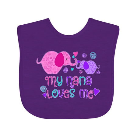 

Inktastic My Nana Loves Me- Cute Elephants Gift Baby Boy or Baby Girl Bib