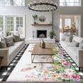thumbnail image 3 of Spring Rabbits Large Area Rugs 5x8 ft Pink Rose Purple Flowers Daisy Easter Washable Rug Non Slip Indoor Carpet Absorbent Floor Mat for Living Room Bedroom Dining Room, 3 of 9