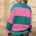 thumbnail image 6 of Fayshow0 Women Classic Striped Oversized Crewneck Dupes Color Block Long Sleeve Casual Sweatshirt Loose Pullover,Pink XL, 6 of 6