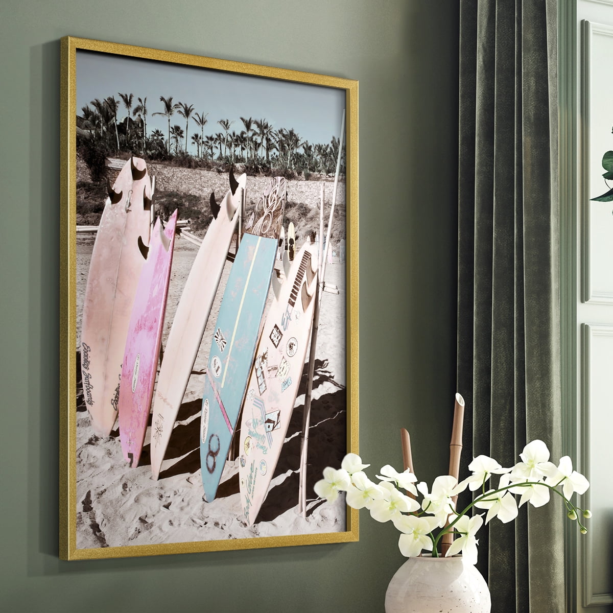 Wave Ready Framed Print in Gold Solid Wood 8 x 10 Framed Print