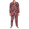 thumbnail image 3 of Yiaed Trendy Floral Print Men’s Pajamas Set - Long Sleeve Button Down Sleep Shirt and Pajama Bottoms Sleepwear Set Mens Pjs Sets Men's Pajama Bottoms-Large, 3 of 7