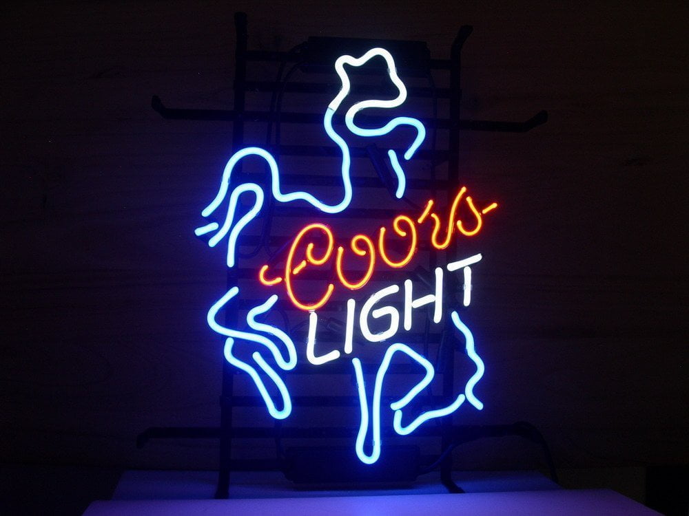 New Coors Light Real Glass Neon Sign 17"x14" Home Wall Decor Lamp Display 