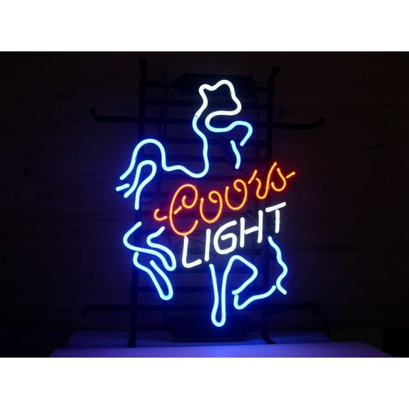 Desung Brand New Coors Light Cowboys Neon Sign Lamp Glass Beer Bar Pub Man Cave Sports Store Shop Wall Decor Neon Light 20"x 16" WM51