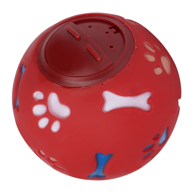Pelota de comida para fugas de perros, multifunción, alimentación lenta, para perros, 11 cm de diámetro, color rojo