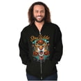 thumbnail image 3 of Stay Wild Tiger Head Rose Tattoo Zip Up Hoodie Men's Women's Brisco Brands S, 3 of 6