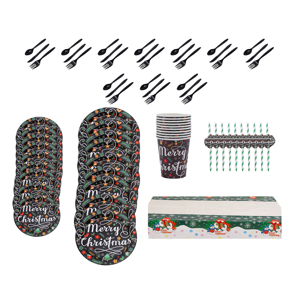 1 Set Christmas Party Tableware Set Disposable Tableware Paper Plate